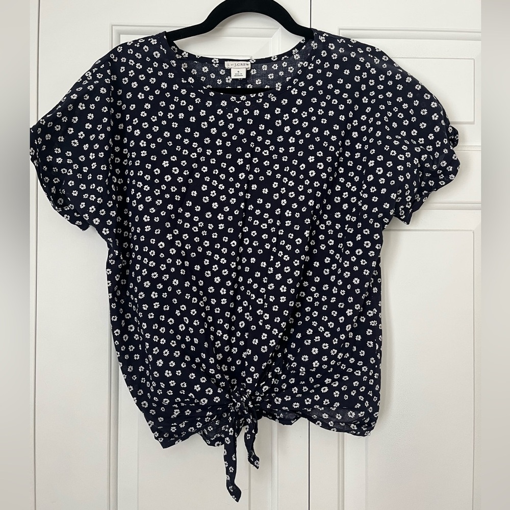 J. Crew Floral Tie Front Shirt